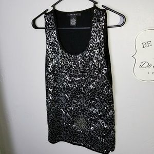 Sequined Leapoard Print Sweater Tank